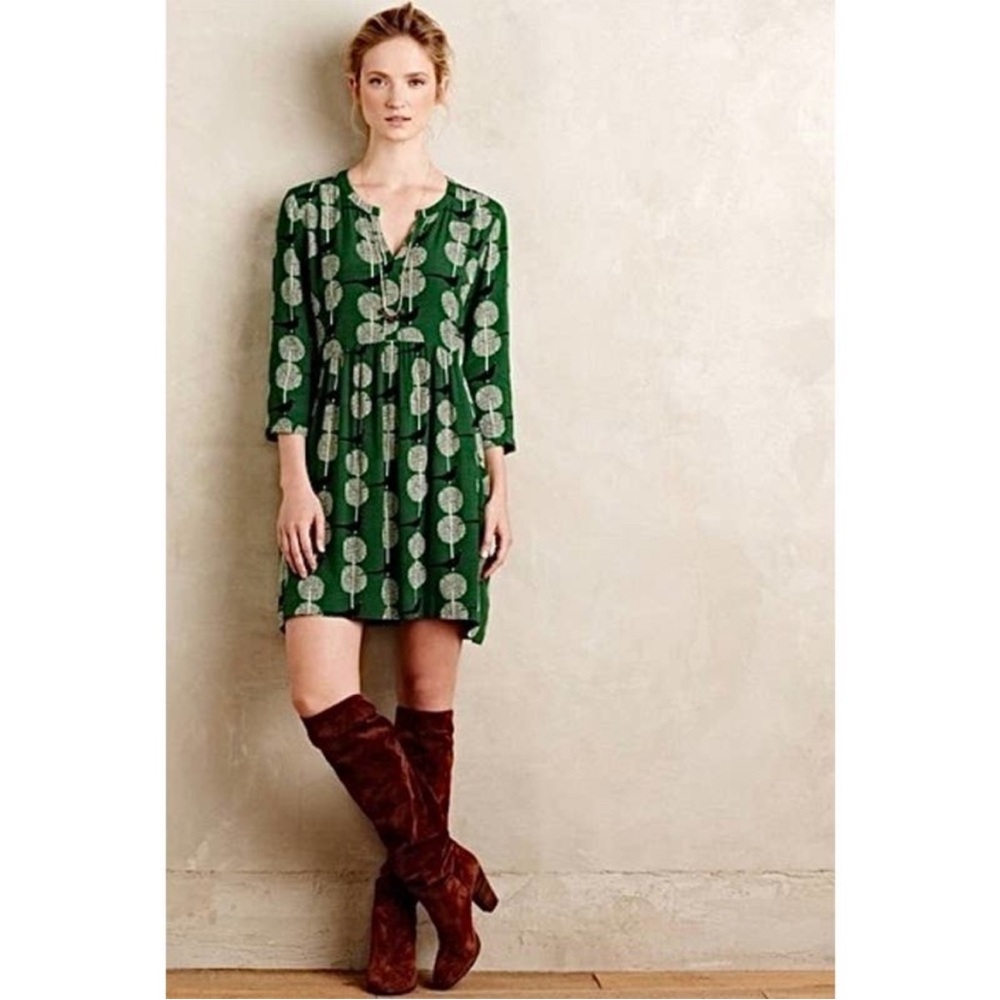 Maeve | Devery Green Birds Tunic Dress | M